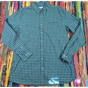 Sonoma Mens Tall XLT Check Shirt Long Slv Button Up Casual Blue Gray 100% Cotton